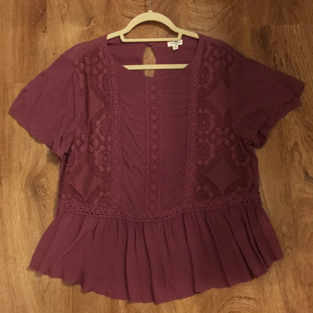 Mason & Belle Plum Peplum Flowy Blouse - Size XL